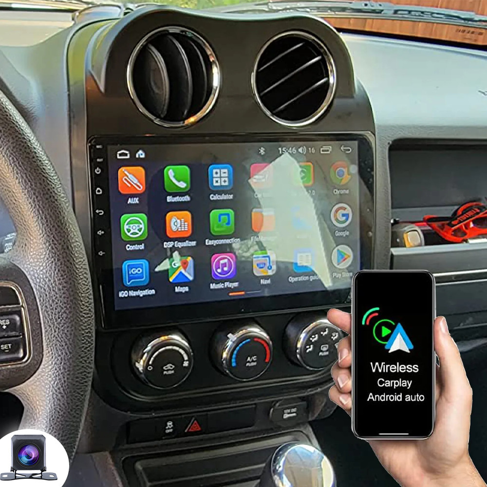 For Jeep Patriot/Compass 64GB Apple CarPlay Android 15 Car Stereo GPS Radio +CAM