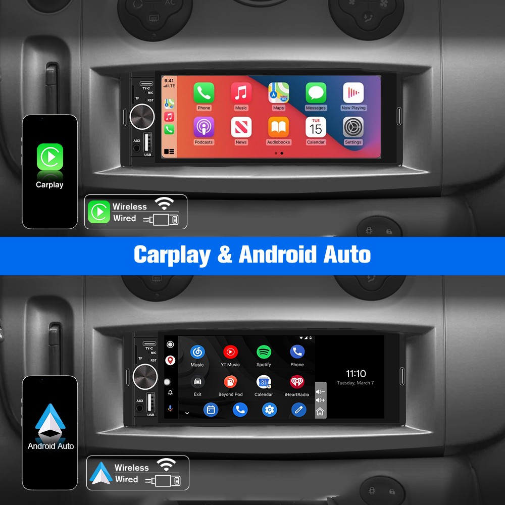 Rear Camera MIC 6.36″CarPlay Android Auto Universal Car Stereo Multimedia Player