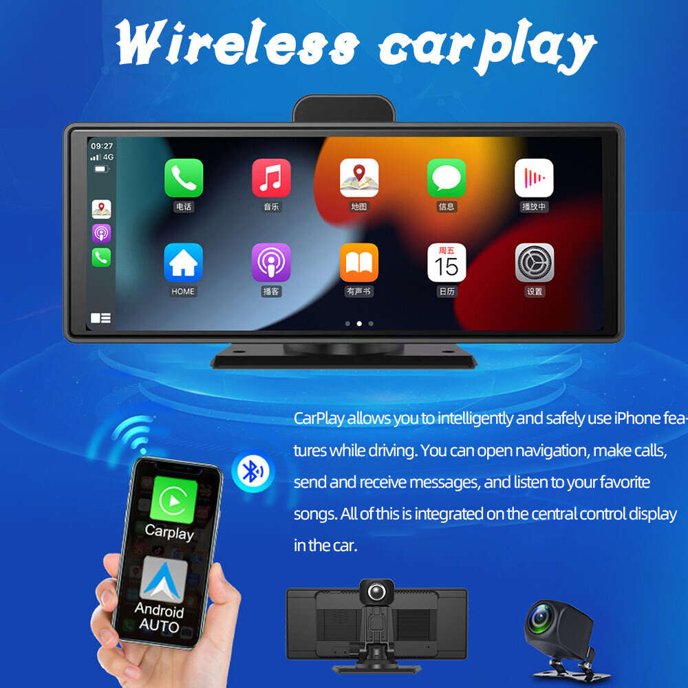 10 inch Android Auto CarPlay Touch Screen Car Radio Stereo Bluetooth Mirror Link