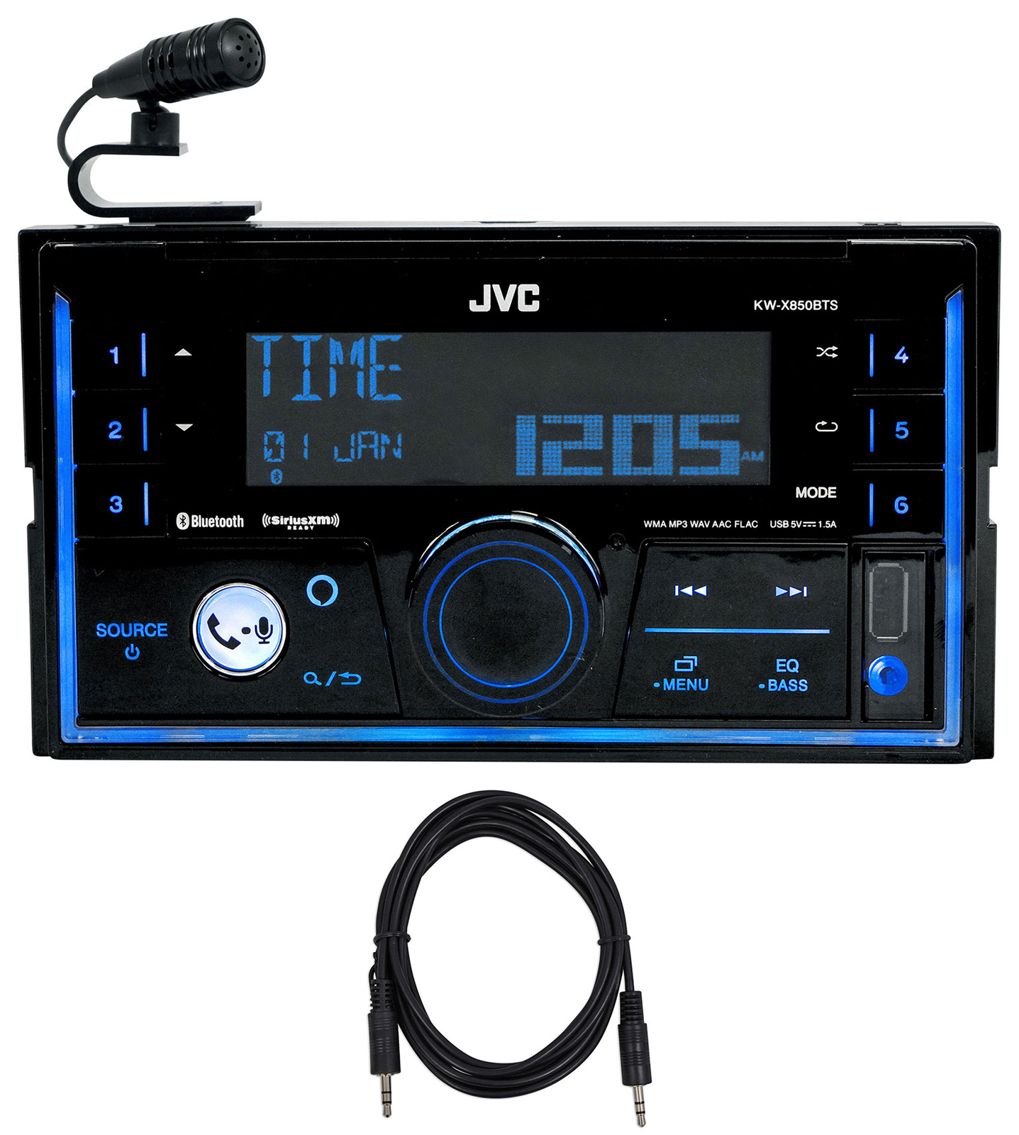 JVC KW-X850BTS 2-Din Car Stereo Receiver Bluetooth/USB/XM Ready/Alexa+AUX Cable