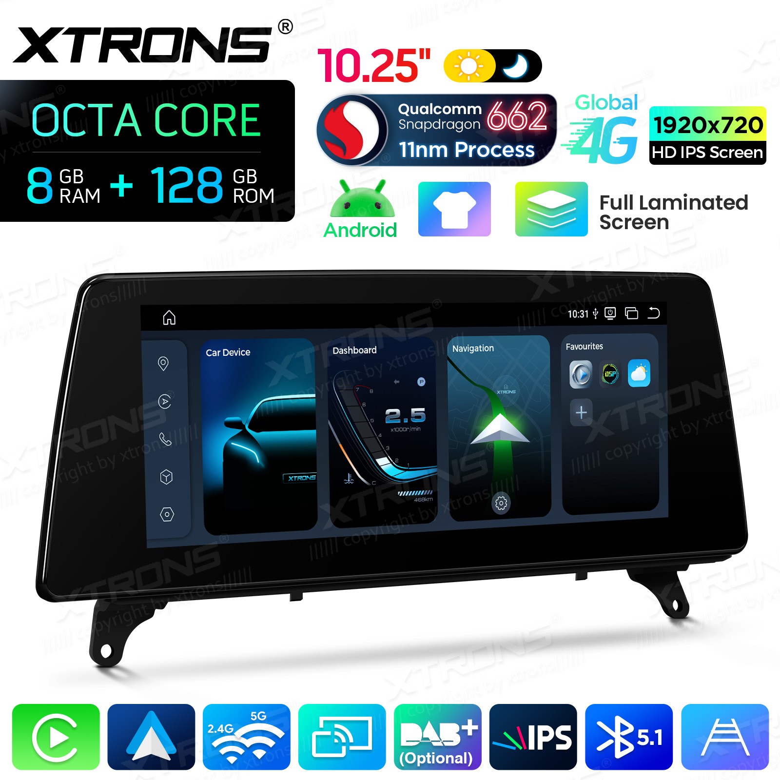 10.25” 8+128G GPS Android 14 CarPlay Car TouchScreen For BMW X5 E70 X6 E71 CCC