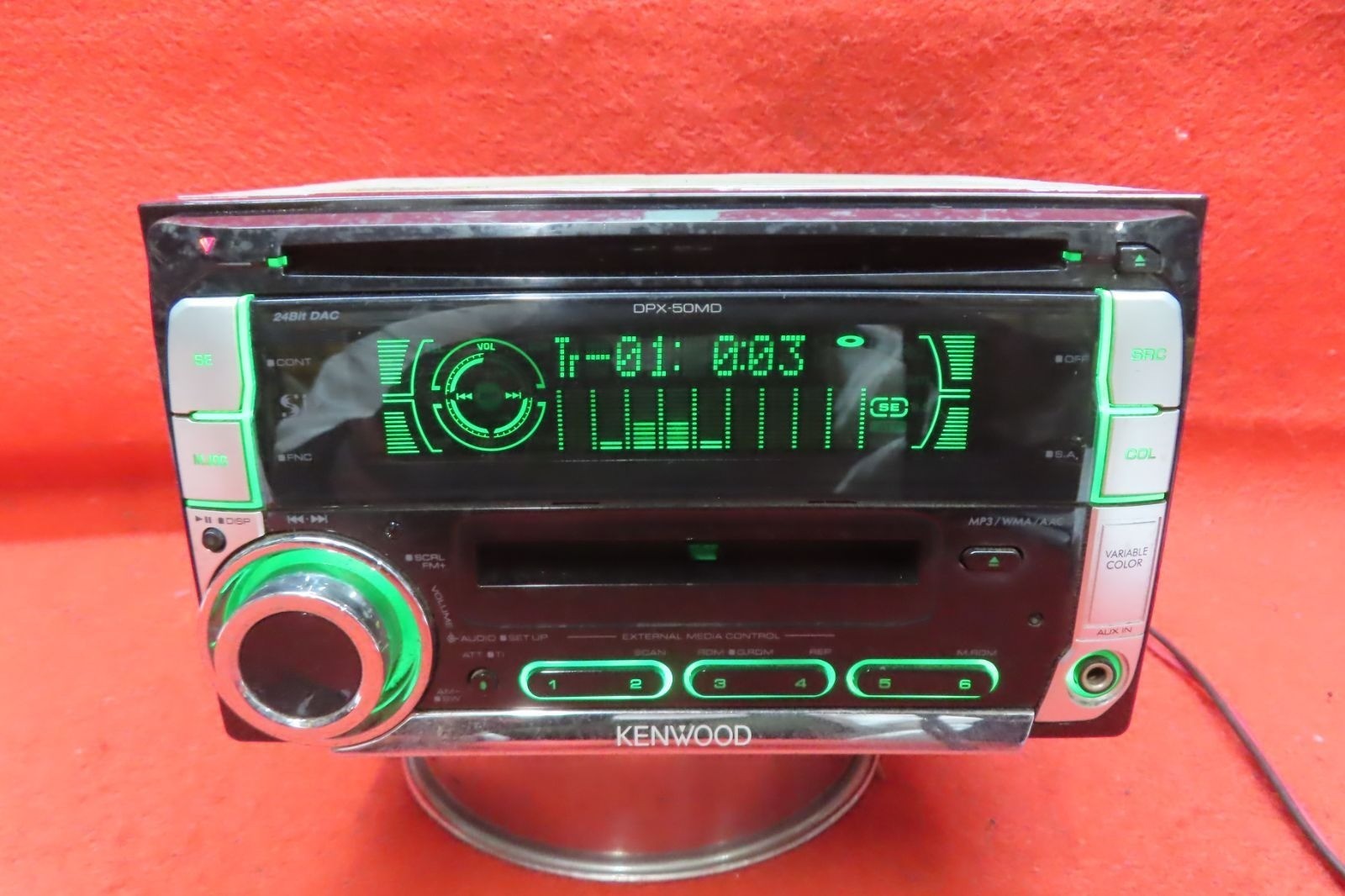 Kenwood DPX 50MD 2DIN CD MD Player Radio AUX Car Audio Stereo Partially working