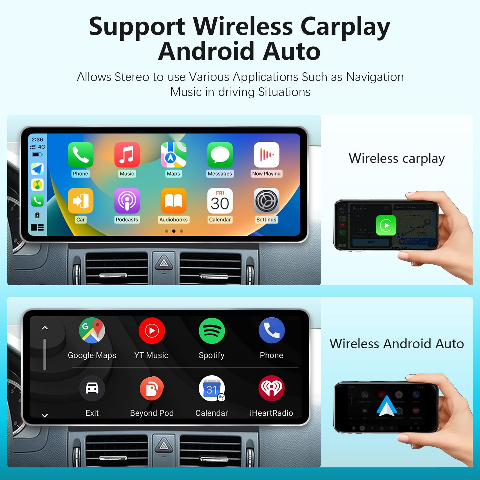 12.8 Inch QLED CarPlay Android Auto for Mercedes C GLC W204 11-14 NTG4.5