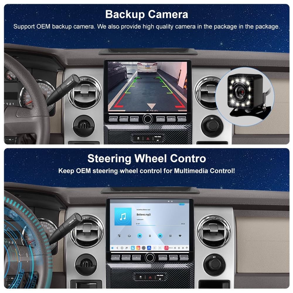 QLED Radio for Ford F150 2009 2010 2011 2012,2013 2014 STX XL Upgrade,Carbon …