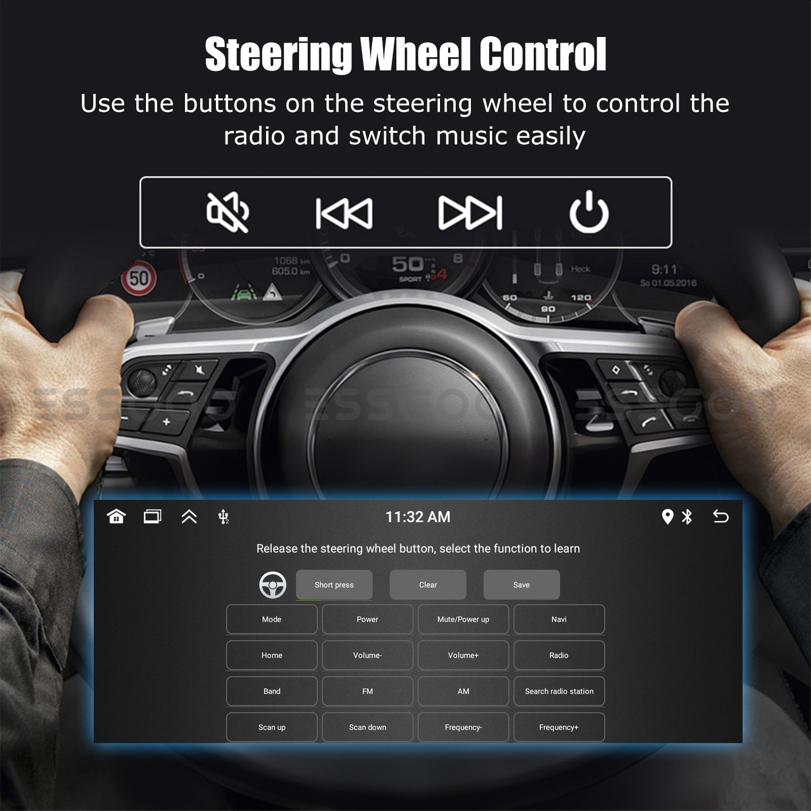6.36″ Single 1DIN Apple CarPlay Android Auto Car Radio Stereo MIC USB SWC+Camera