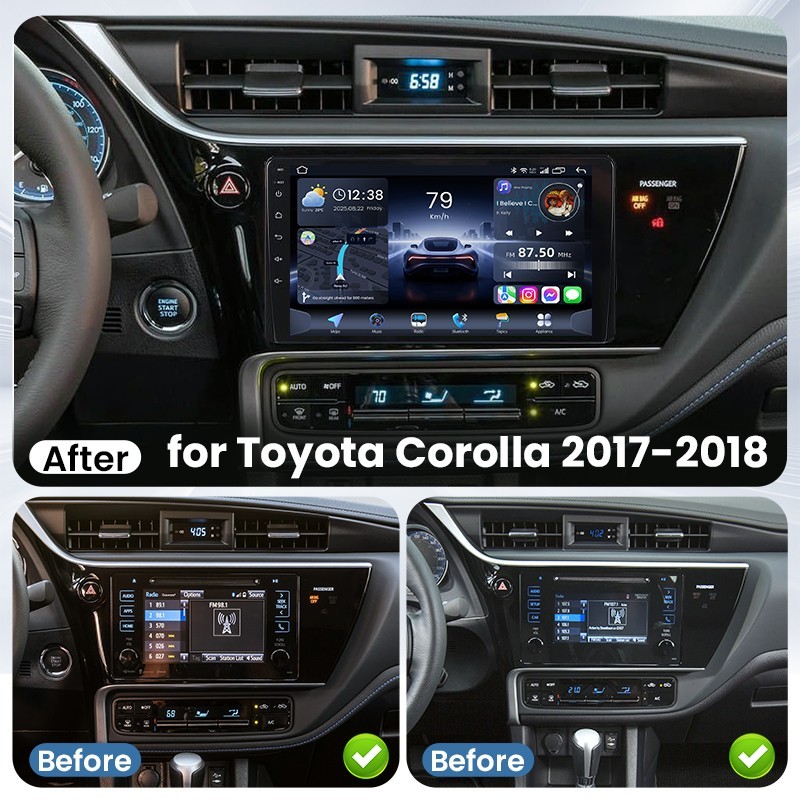 For Toyota Corolla 2017 2018 Android 13 Car Stereo Radio GPS Navi Apple CarPlay