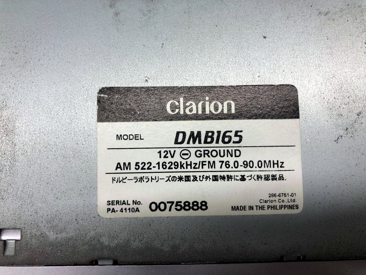 Clarion DMB165 Car Stereo Receiver Tested Working