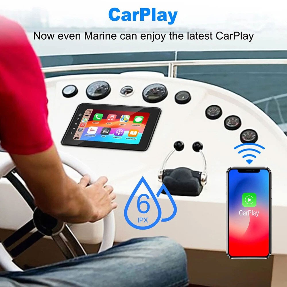 8″ Waterproof Marine Multimedia Player with Wireless Carplay and Android Auto