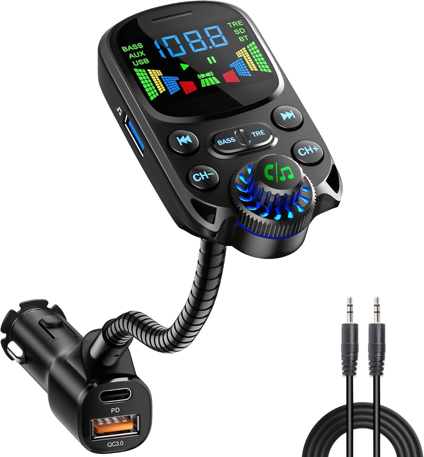 Transmisor De Audio FM Para Auto Bluetooth 5.3 USB Receptor Radio For Carro New