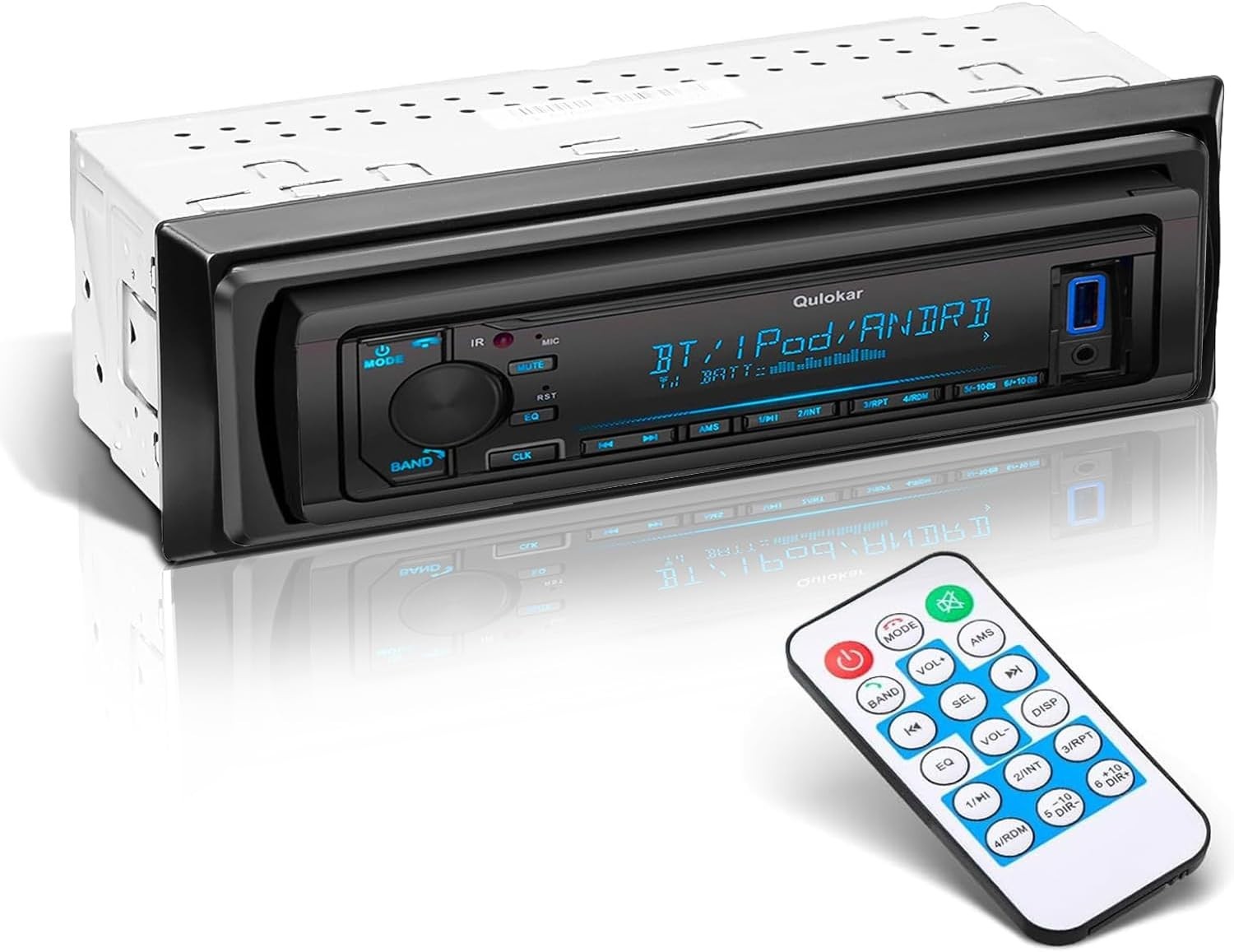 Single DIN Multimedia Car Stereo Radio,7 Character LCD,Bluetooth with Hands F…