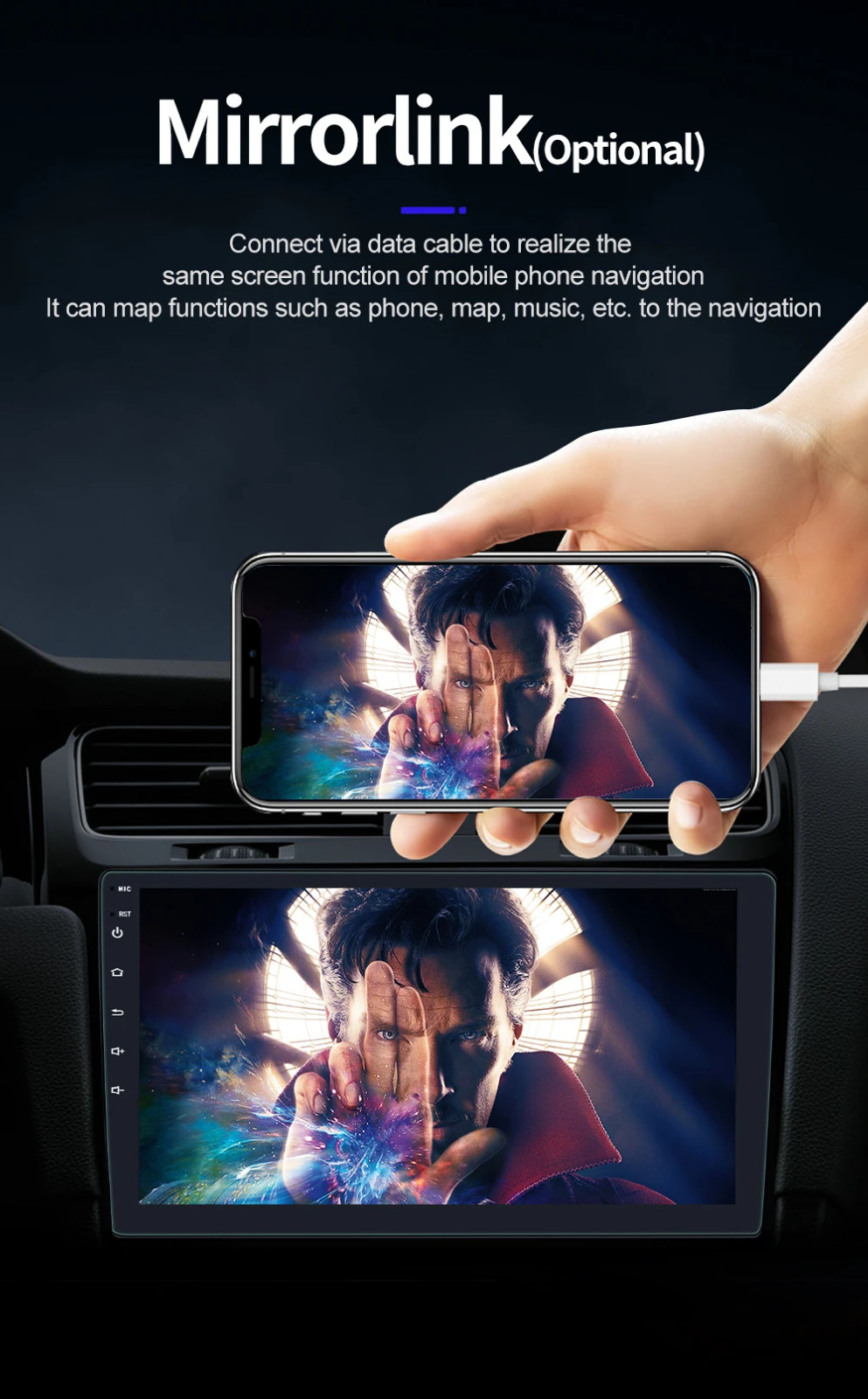 Universal Car media player with apple carplay and android auto BQCC 2 Din, 7IN