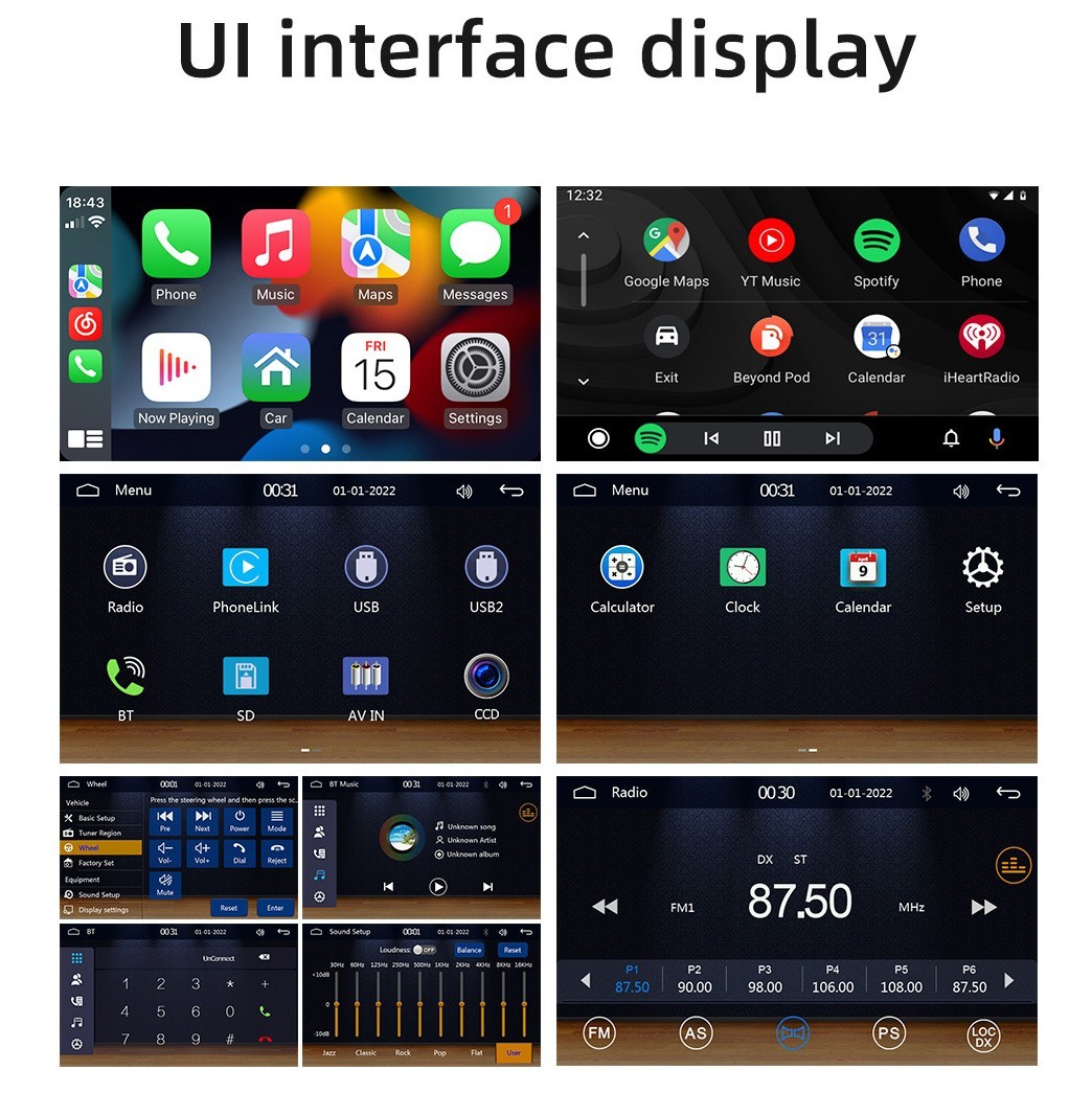 1DIN 4″ Car MP5 Player Wireless CarPlay Android Auto Steering Wheel Control AUX