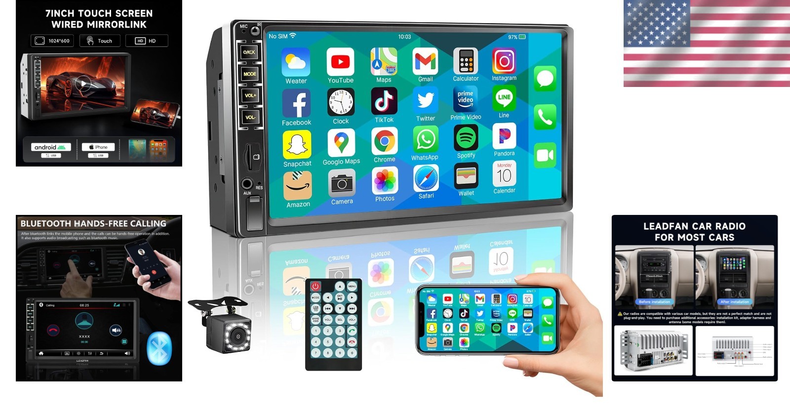 Multifunctional 7” Car Stereo: Bluetooth, Remote Control & Hands-Free Calling