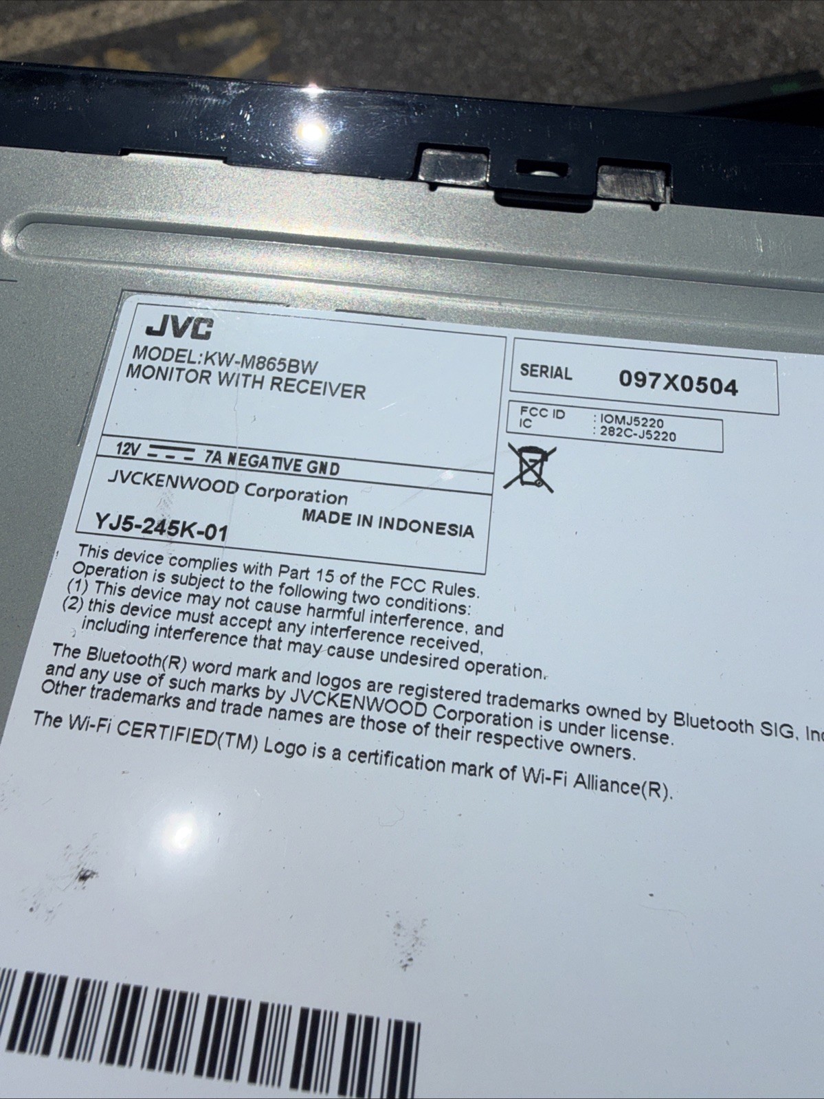 JVC WIRELESS &WIRED CAR-PLAY OR ANDROID AUTO KW-M865BW
