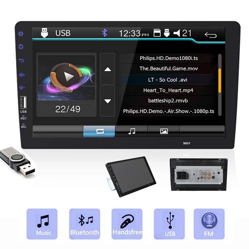 Touch Screen USB FM Multimedia Video Player 9″ 1 Din Bluetooth Car Stereo Radio