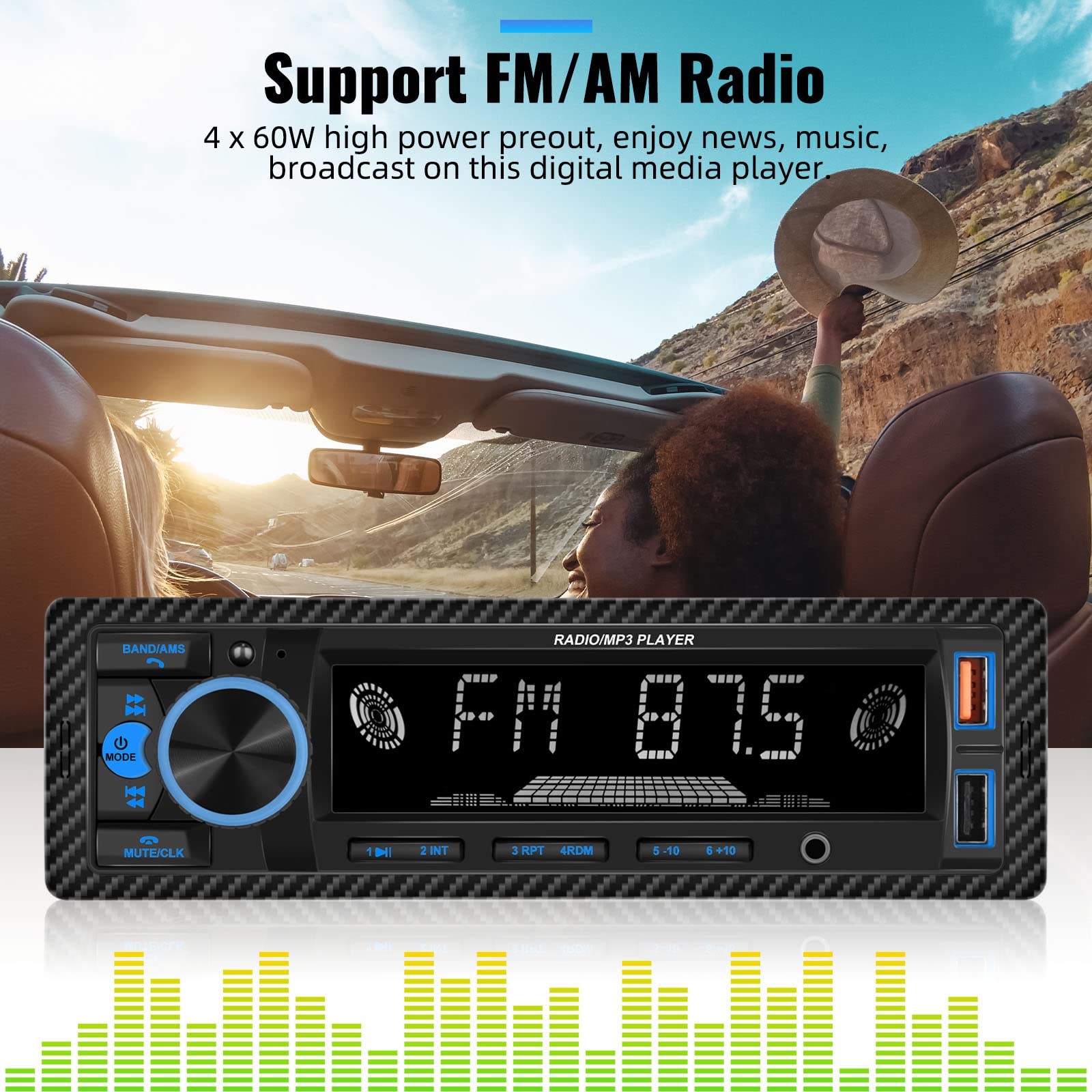 UNITOPSCI Single Din Bluetooth Multimedia Car Stereo Radio Bluetooth…