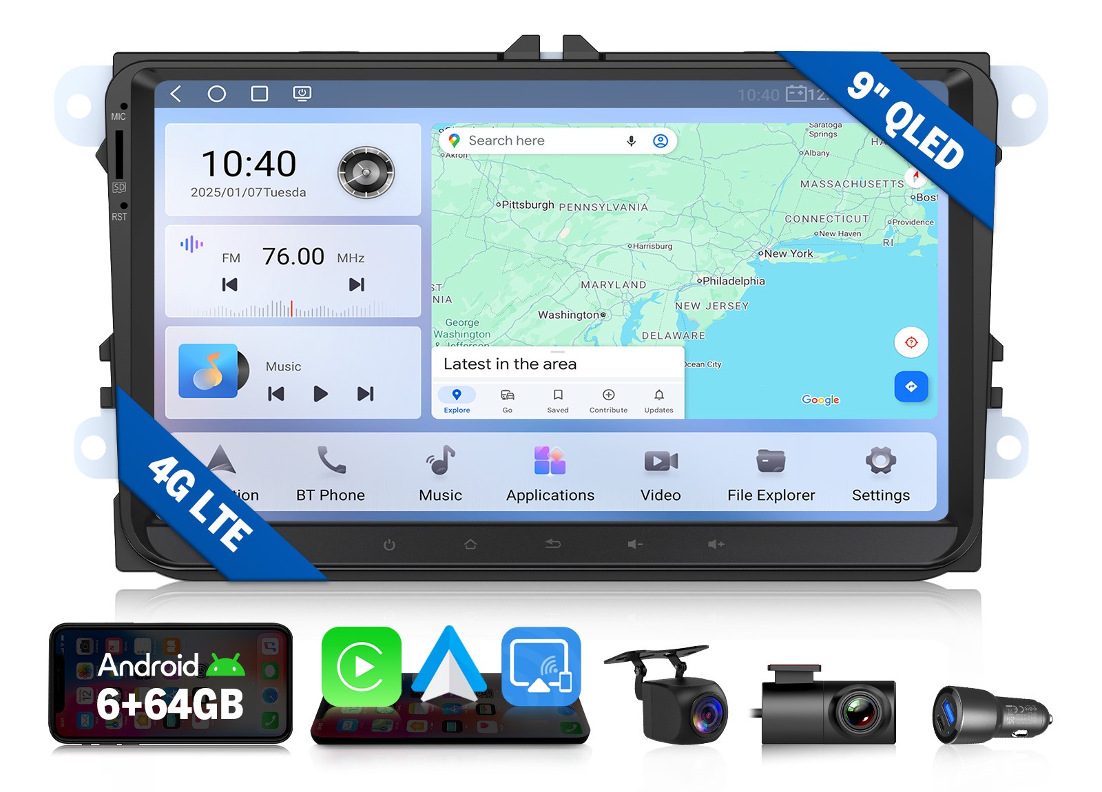 Eonon VWX6S2 9″ 6+64 Android 13 Car Stereo Radio CarPlay GPS for VW Passat B6 B7