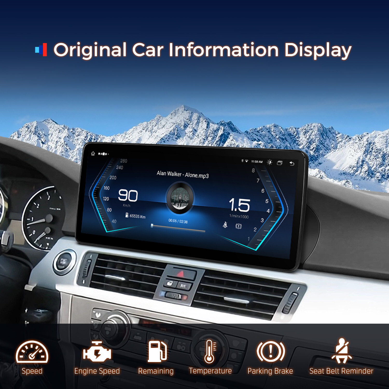 12.3″ Android 14 CarPlay 8-Core 64G Car GPS Stereo Radio For BMW E90 E91 E92 E93