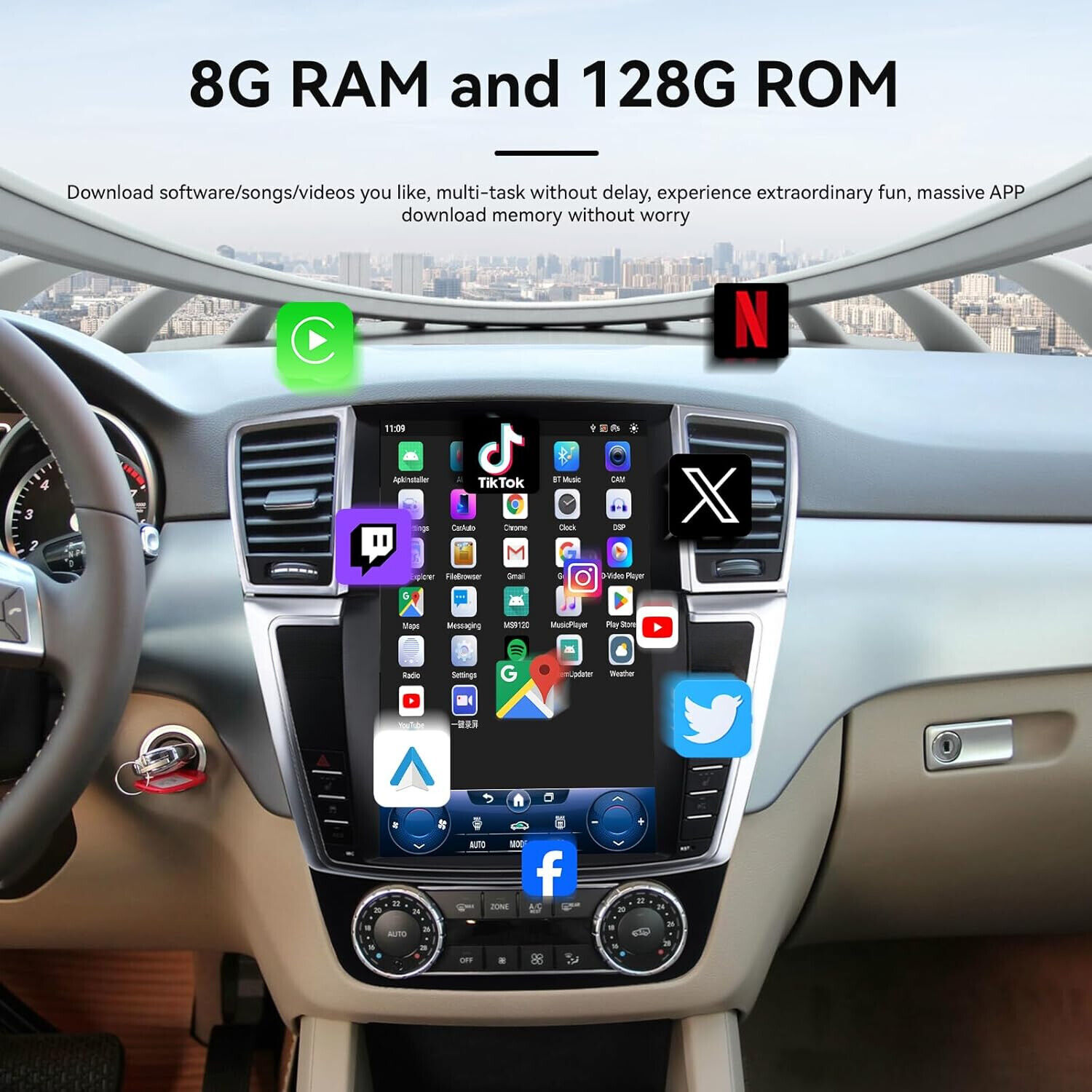 12.1″ Car Stereo Radio Android Navigation 64G For Benz ML GL W166 X166 2012-2015