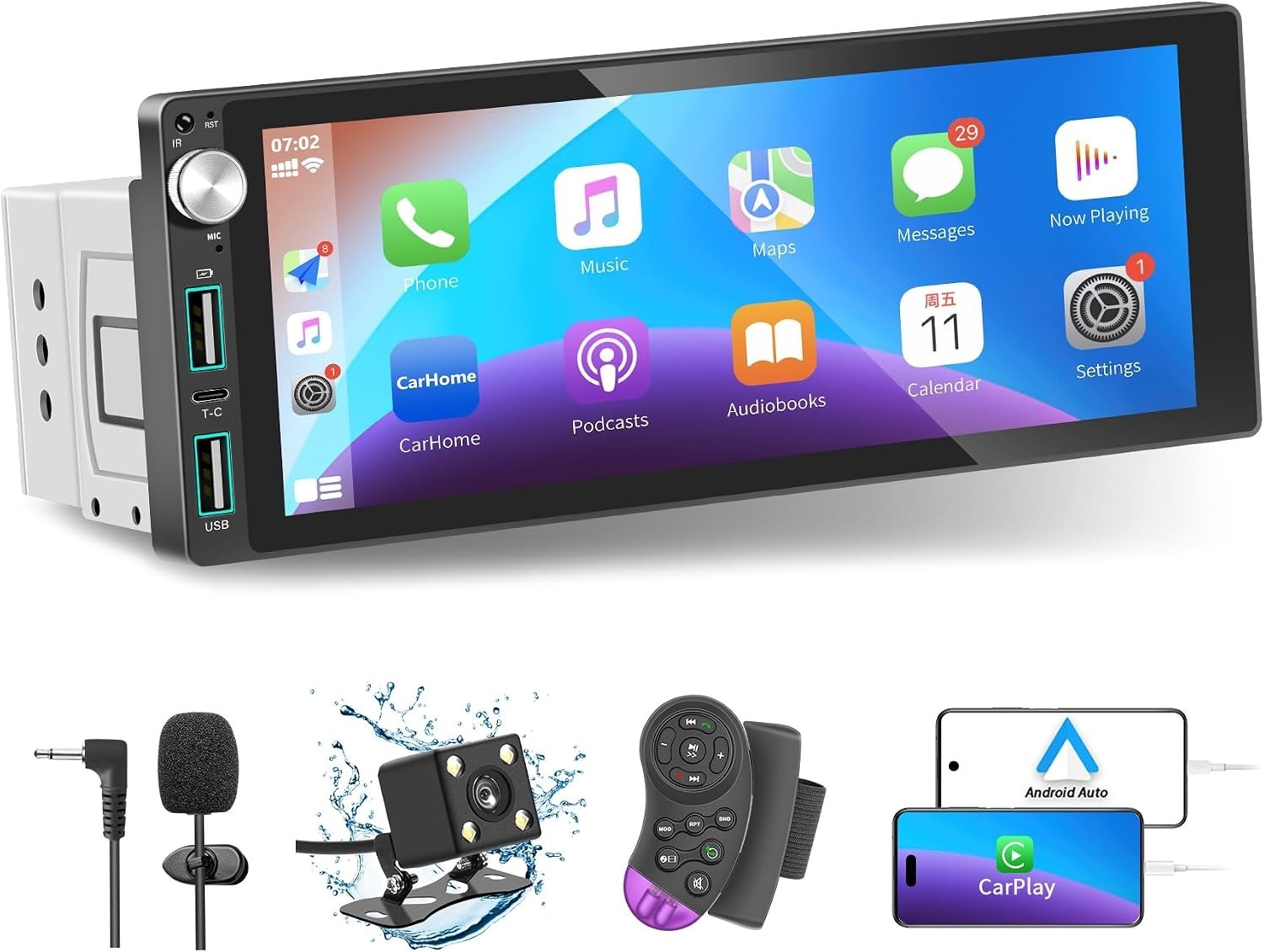 Ultimate Single Din Car Stereo with Backup Camera, Apple Carplay & Android Auto