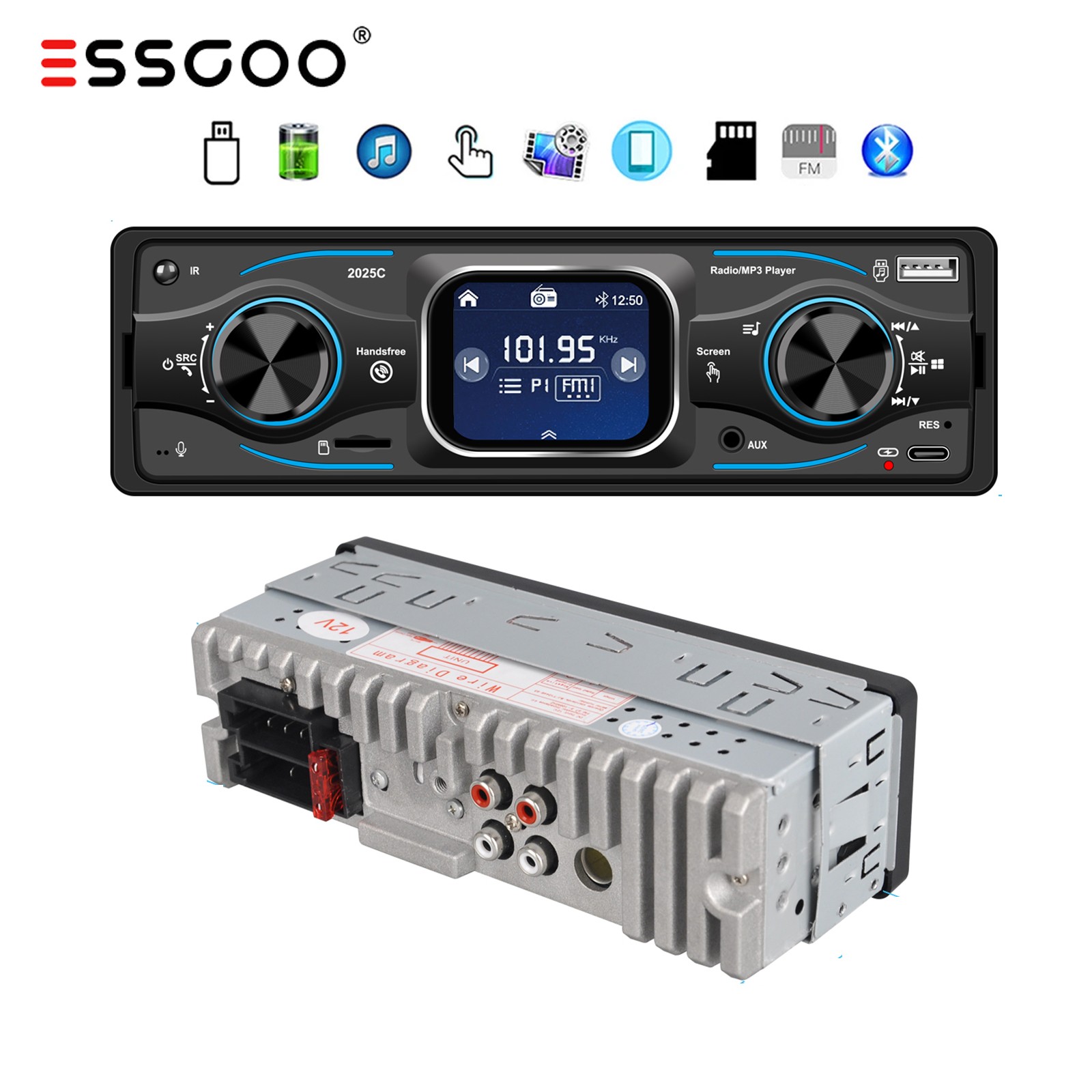 Single 1 DIN Car Stereo Radio Bluetooth MP3 Player AUX USB AM/FM Audio Receiver