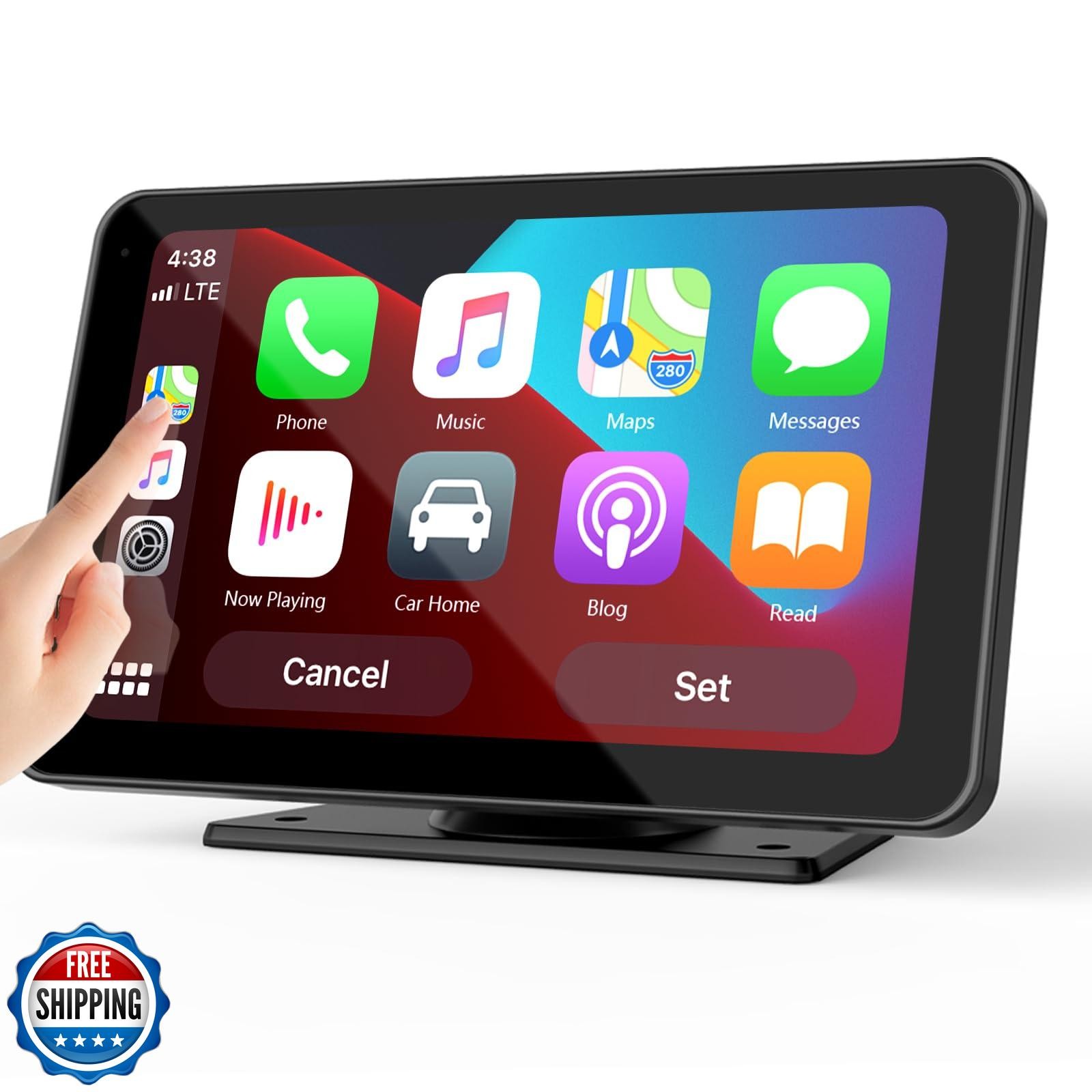 Portable Carplay Screen for Car, 7″ HD Touchscreen for Car with Backup Camera