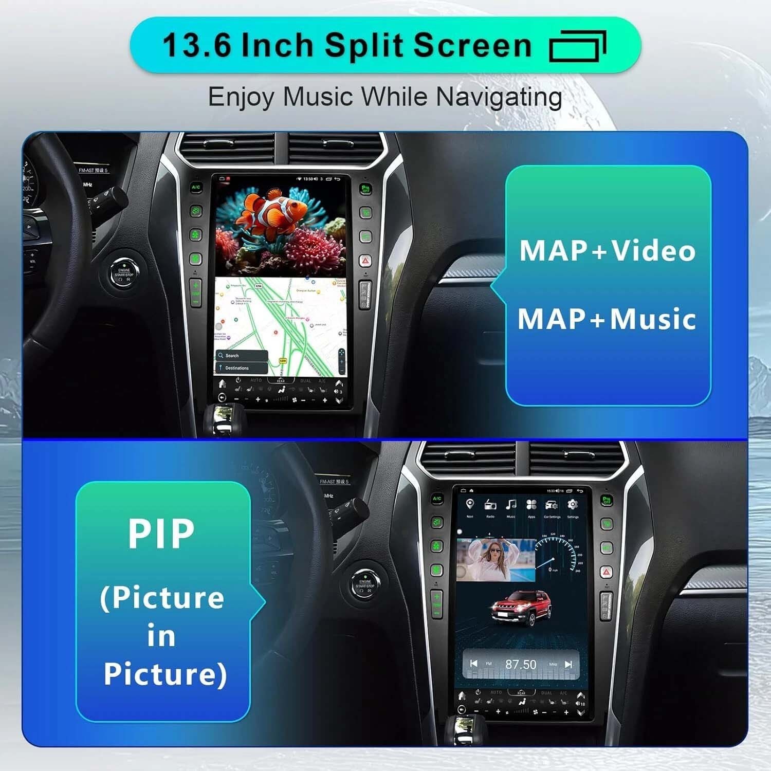 13.6″ 128G Car Radio Stereo for Ford Explorer 2011-19 Android Carplay GPS