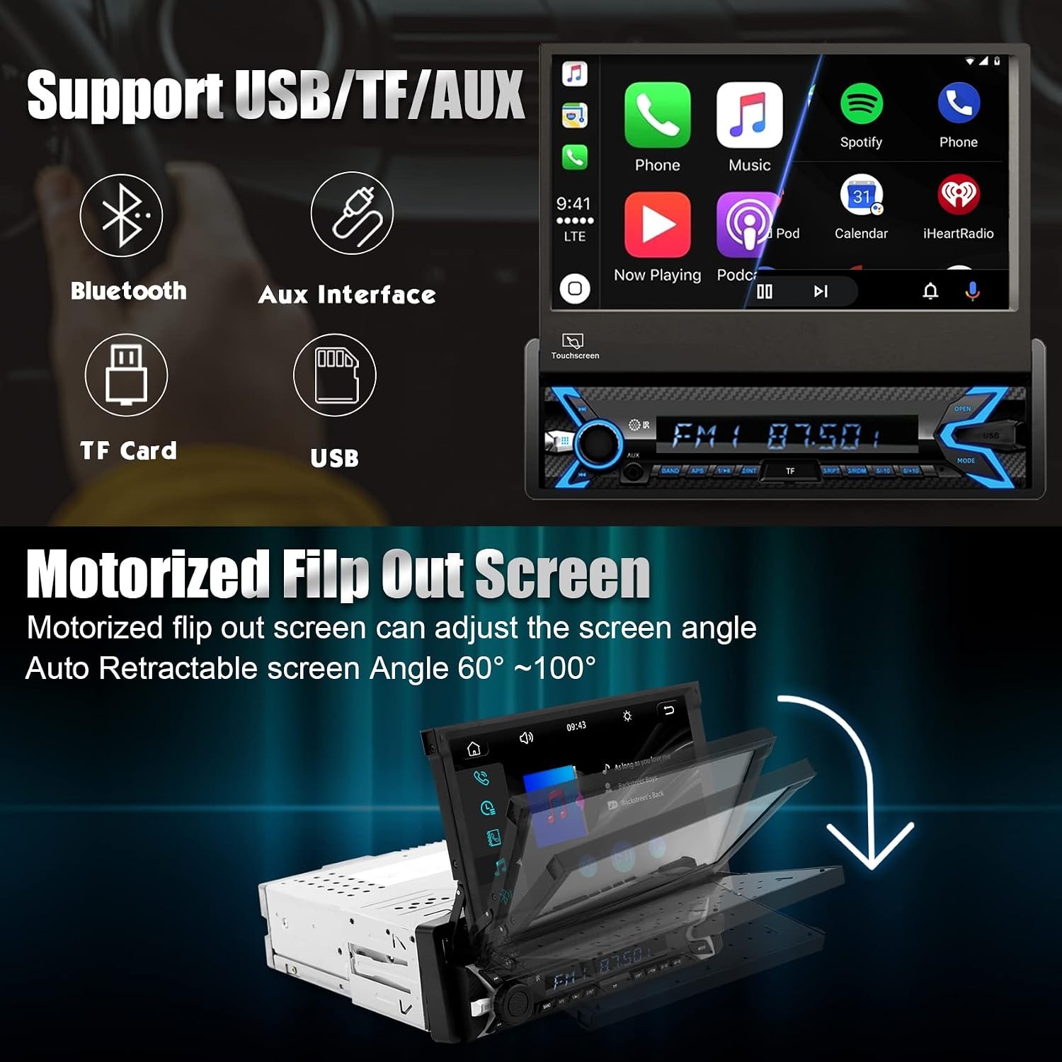 (Upgrade) Double Din Car Stereo Compatible with Apple Carplay & Android Auto,…