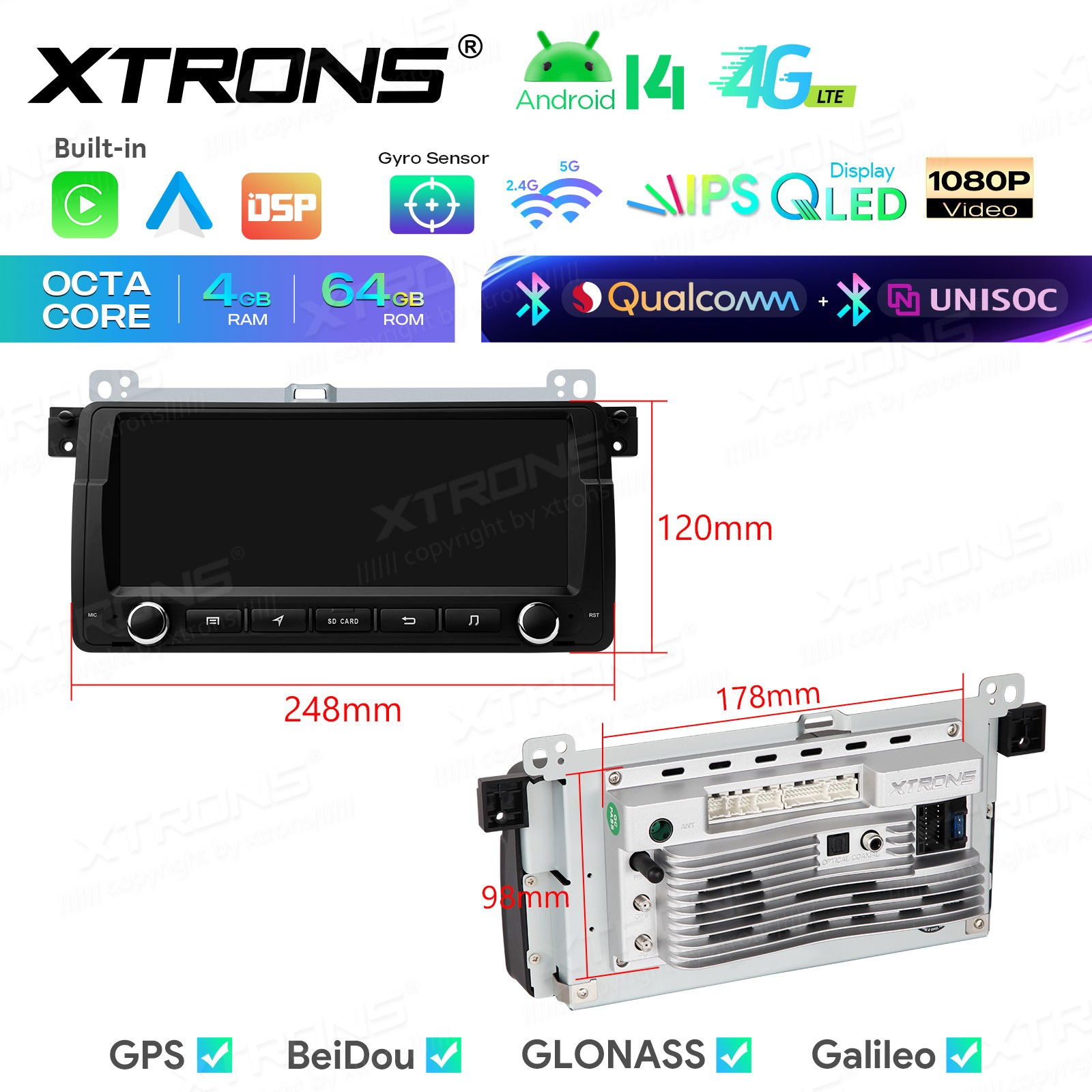 8.8 Inch Android 14 Car Radio AKM DSP for BMW 3 Series E46 CarPlay 4+64G Dual BT