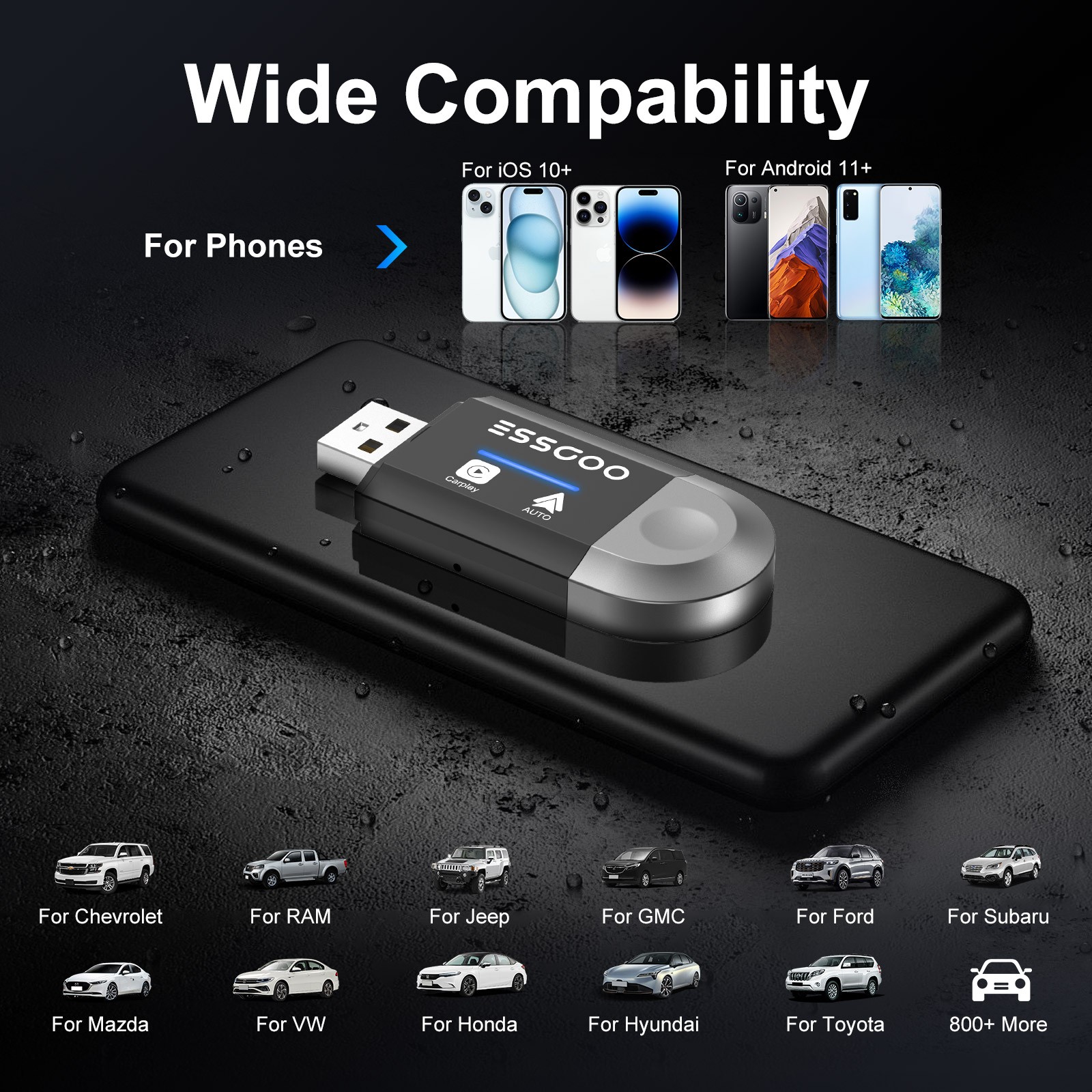 USB Wireless CarPlay Adapter For iPhone Apple Wireless Carplay Dongle Plug &Play