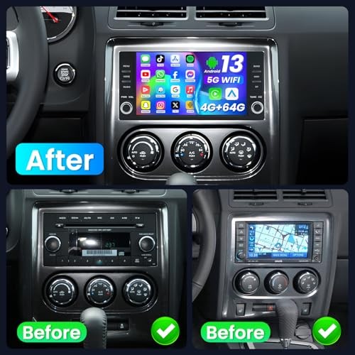 [4GB+64GB] Car Radio for Dodge Challenger 2008-2014: 7 Inch 4GB RAM 64GB ROM