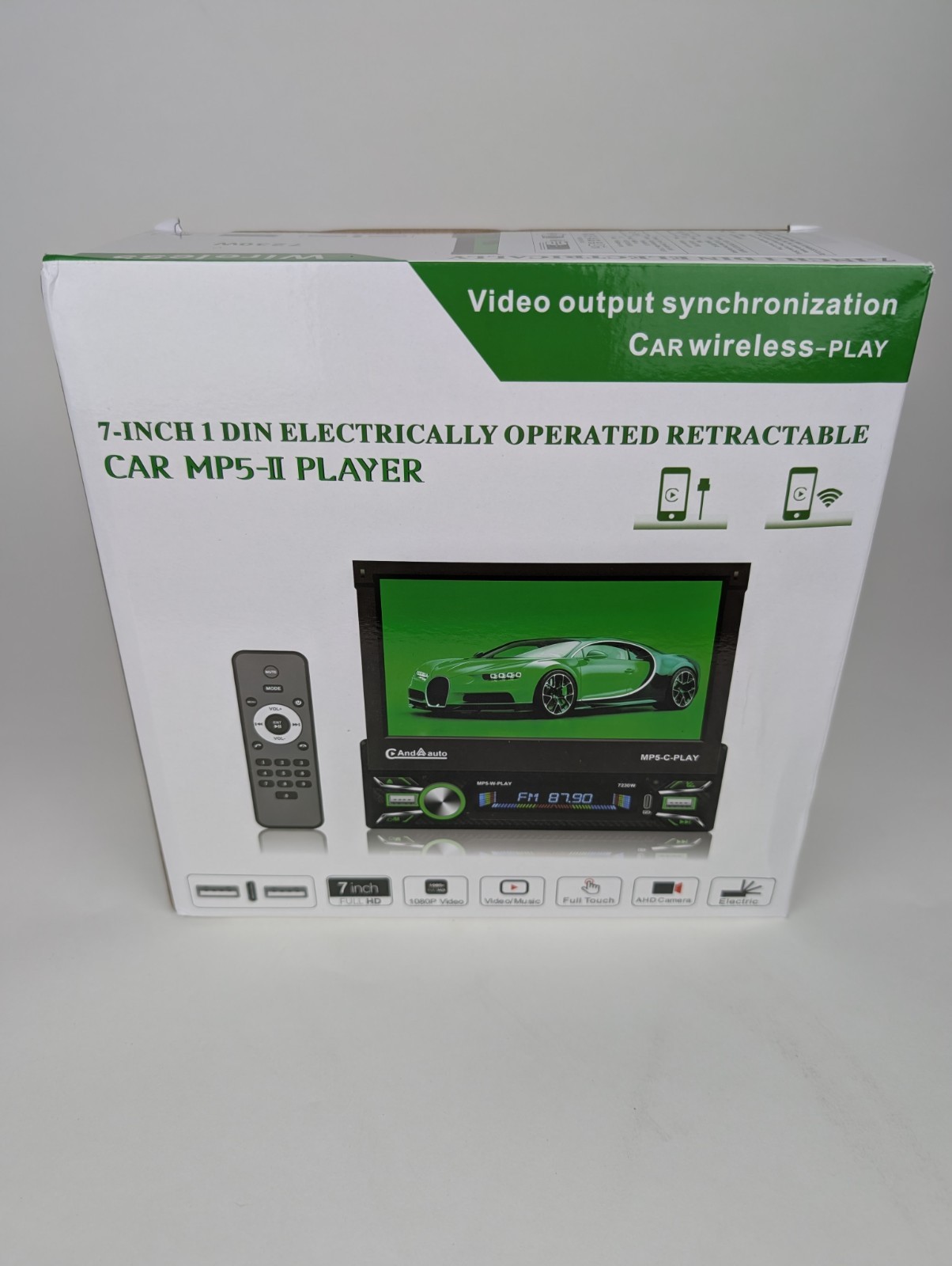 7″ 1 Din Flip Car Radio MP5-II Player Carplay AndroidAuto Touch Video USB Remote