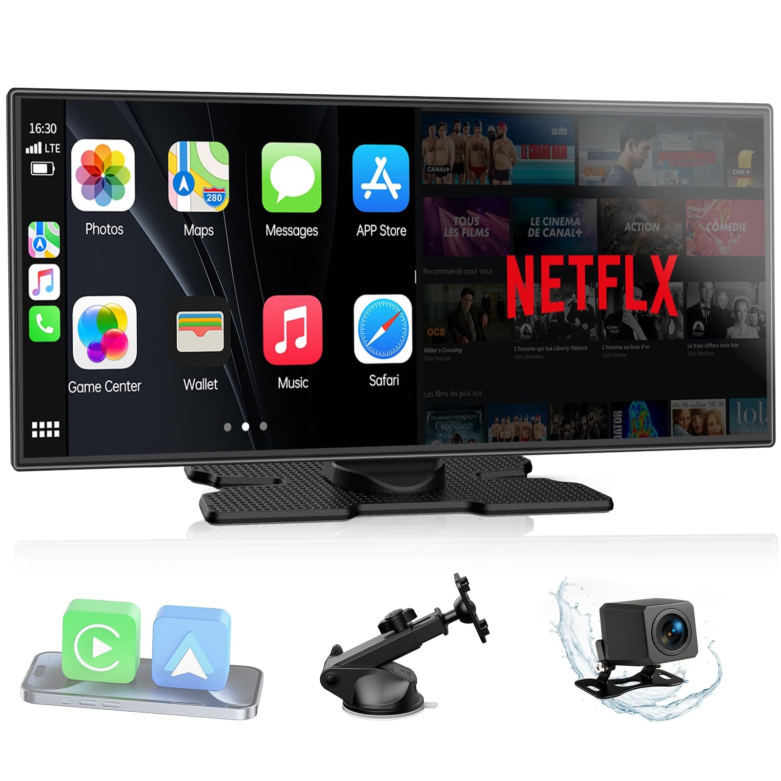 LAMTTO Upgraded 11” Wireless Carplay Screen with Net-Flix YouTube Apps and B…