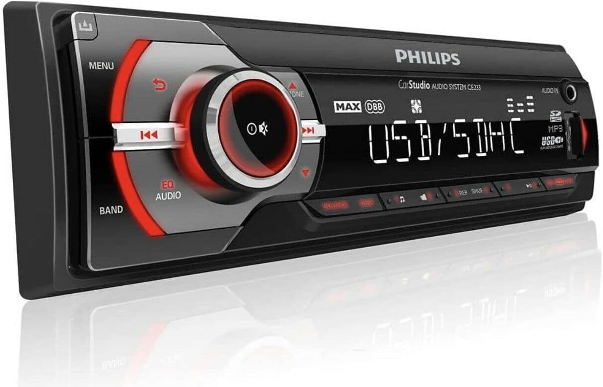PHILIPS CE233 Digital Car Stereo Audio System , Aux, USB, SD, Mic, 50w x4 Amp.