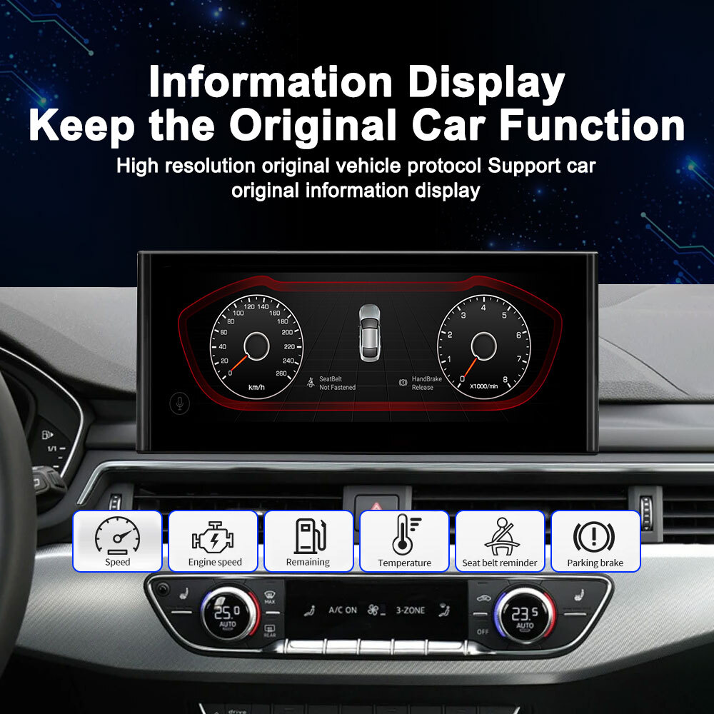 12.3″HD Car Radio for Audi A4L 2017-2021 Carplay Mirrorlink DSP BT Music SWC FM