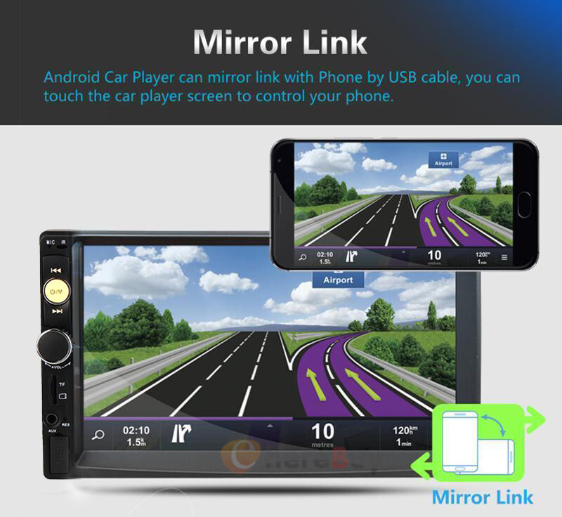 Double 2 Din Car Stereo Radio 7″ Bluetooth USB AUX FM TF Touch Screen MP5 Player