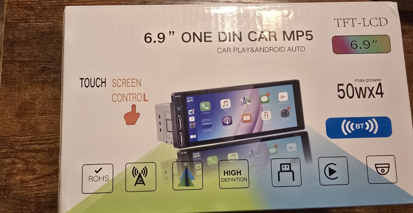 6.9″ Single 1 DIN Car Stereo Touch Screen Radio Carplay MP5 USB
