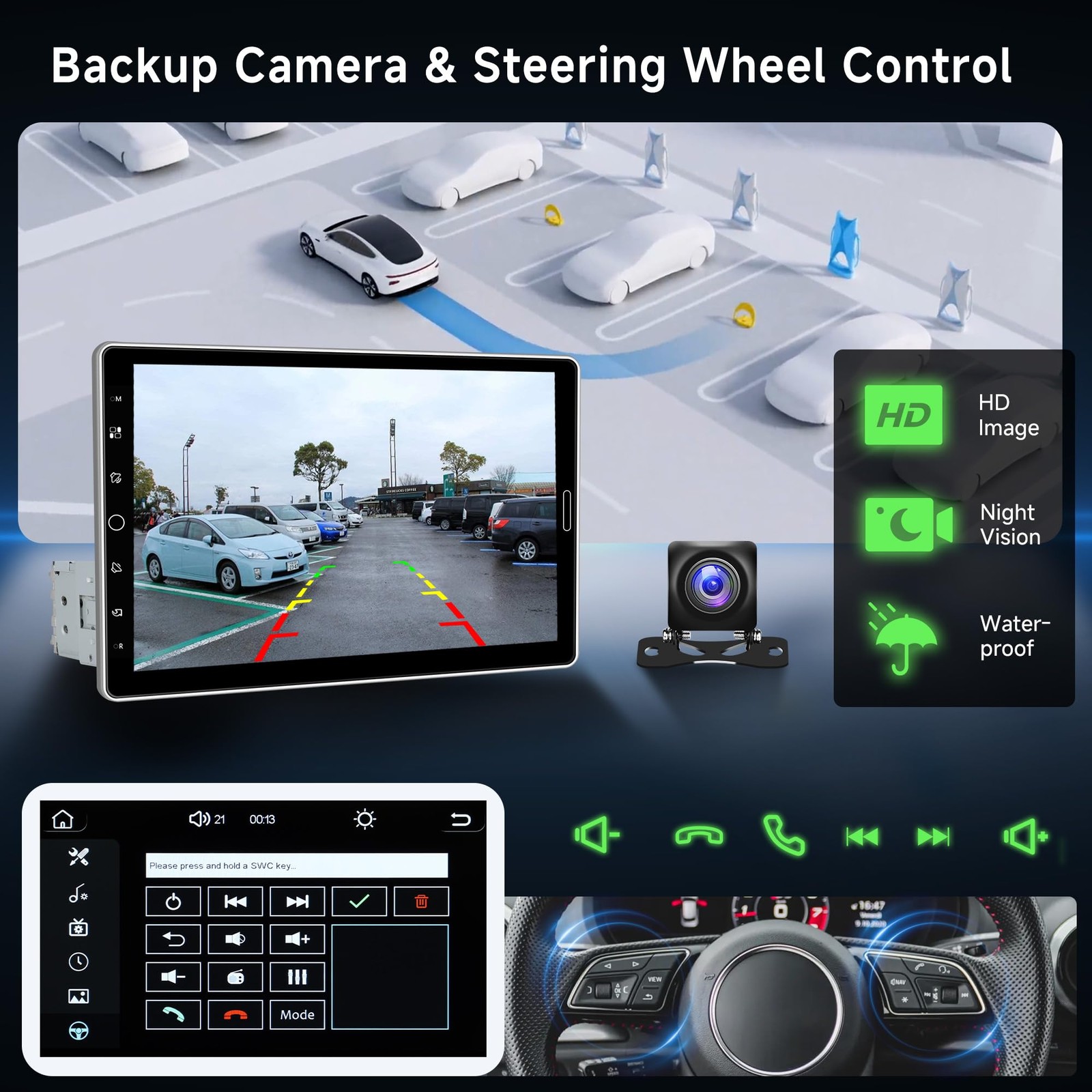 10.1 Inch Single Din Car Stereo, Detachable Touch Screen with Apple CarPlay &…