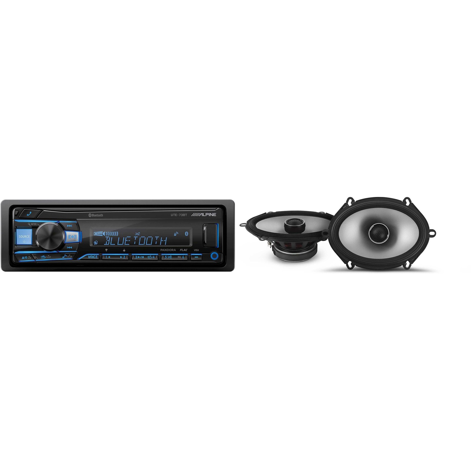 Alpine UTE-73BT Mech-less Digital Bluetooth Media Receiver with 1 Pair Alpine…