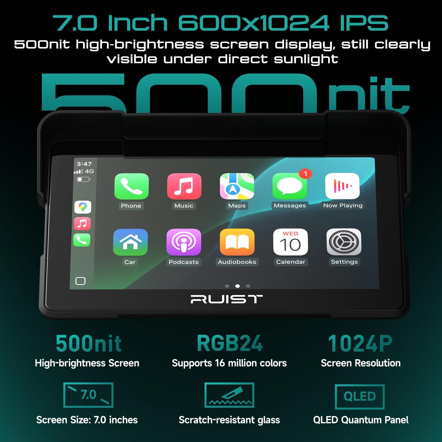 MOX70 Carplay for Motorcycle HD Touchscreen 7.0″, Wireless Apple Carplay & Andro