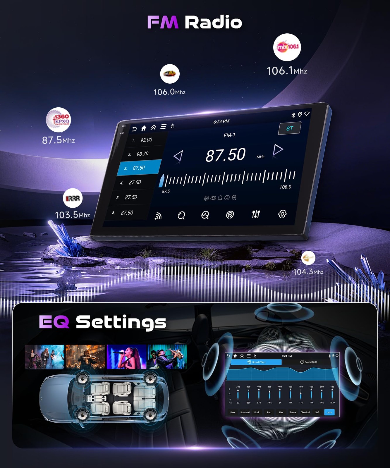 Podofo 4128G For Honda Crv 2007-2011 Android 15 Car Stereo Wireless