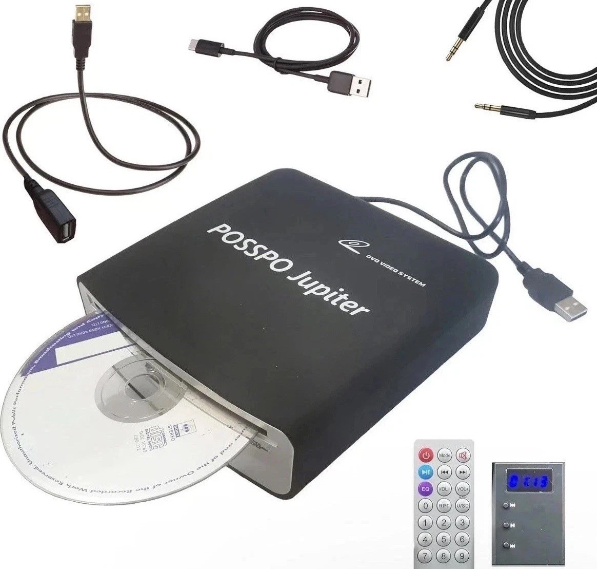 POSSPO Jupiter USB External CD/DVD Player for Car Auto Plug & Play AUX Decoder