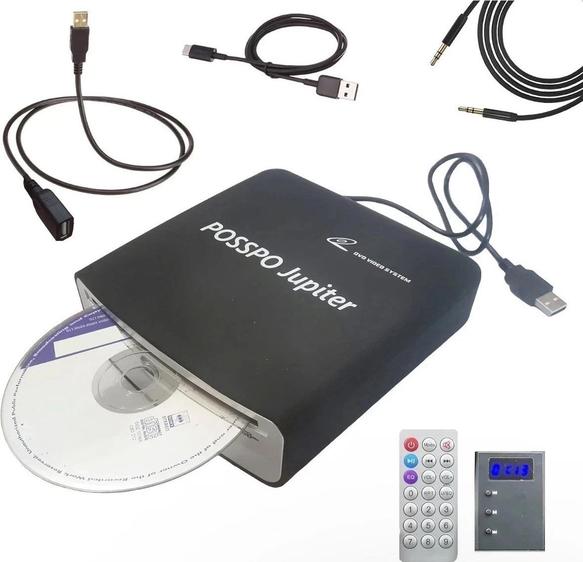 POSSPO Jupiter USB External CD/DVD Player for Car Auto Plug & Play AUX Decoder