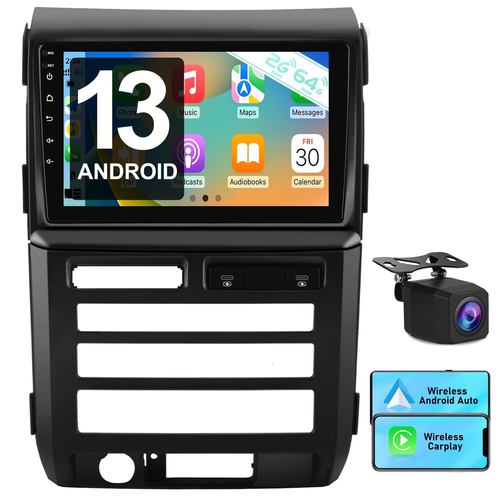 Android Radio for Ford F150 2009-2012 0nly Fit Auto AC 2GB+64GB | 9 inch Touc…