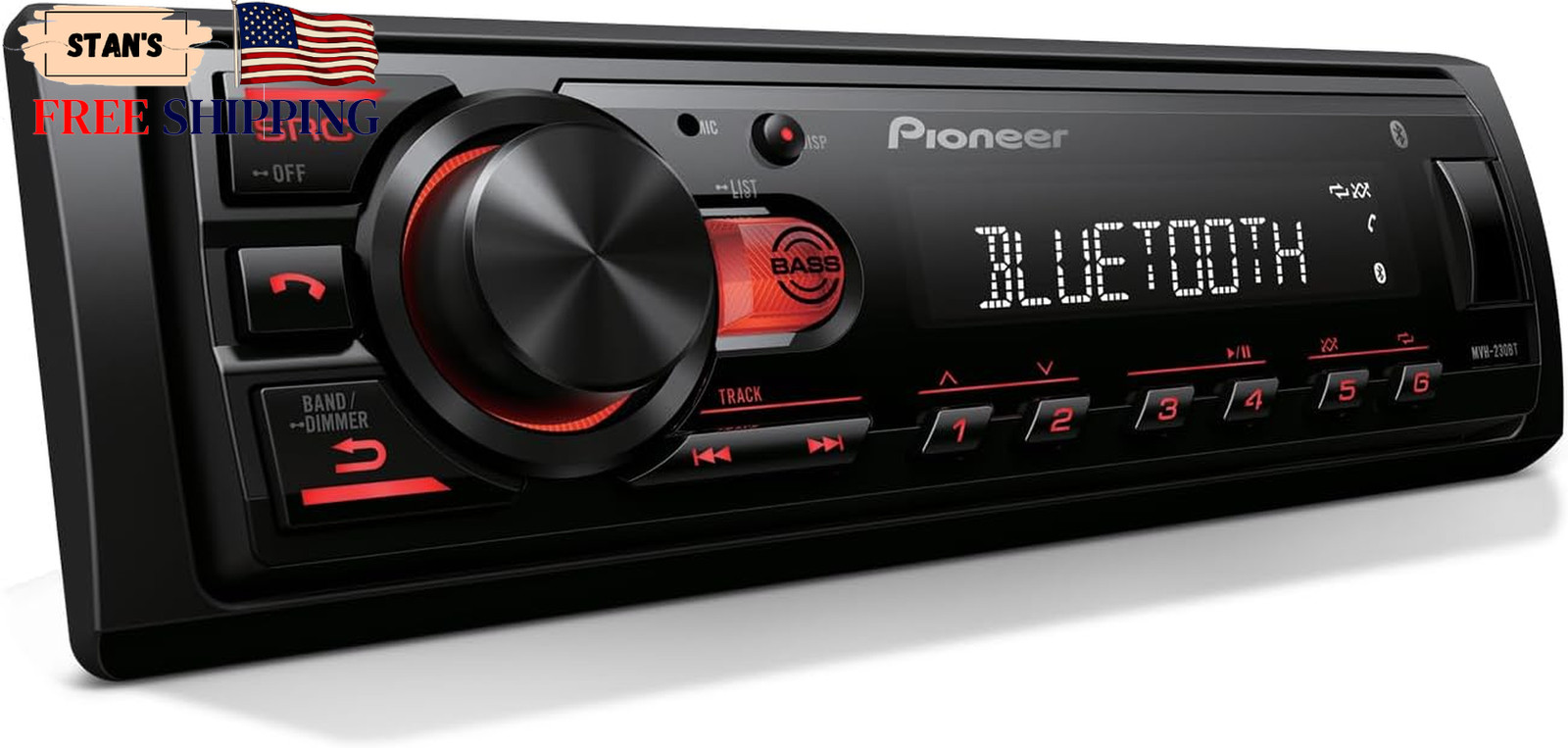 MVH-S230BT 1-Din Digital Media Receiver – Bluetooth, USB, 50W x 4 Output, AM/FM