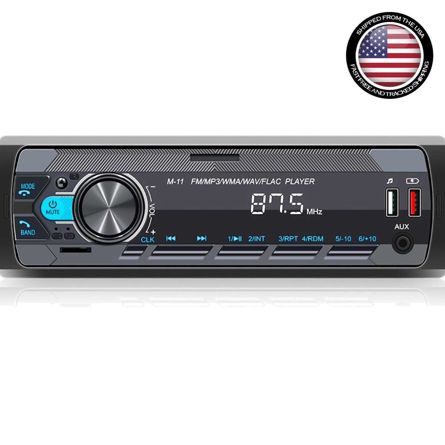 1 Din Car Stereo with USB/AUX, Bluetooth & Remote Control – 200W Audio Power