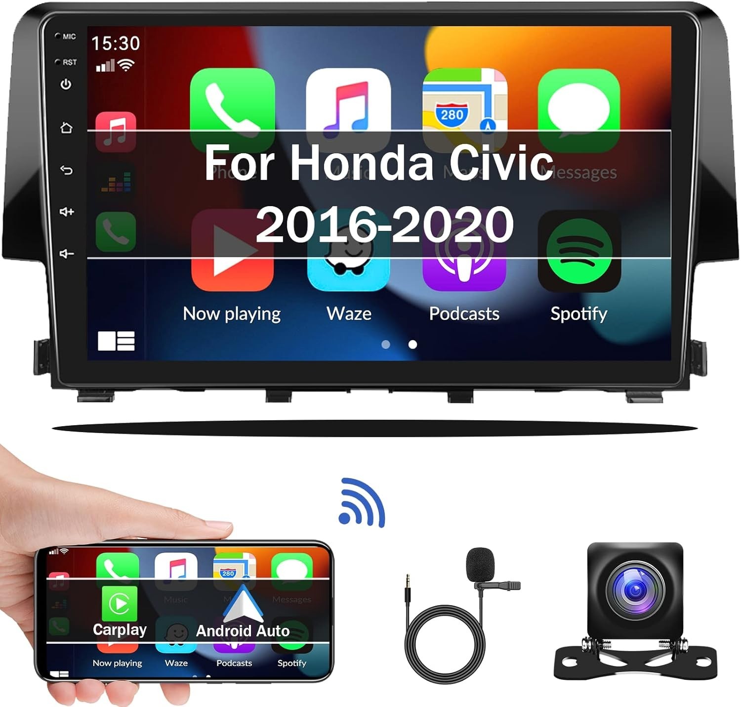 Elegant 9” Android Car Stereo for Honda Civic 2016-2020 with Wireless CarPlay