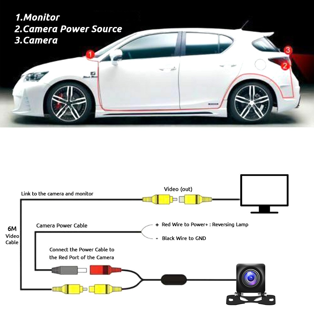 IP68 170° AHD Camera Car Reversing Parking Camera Rear View Reverse Waterproof