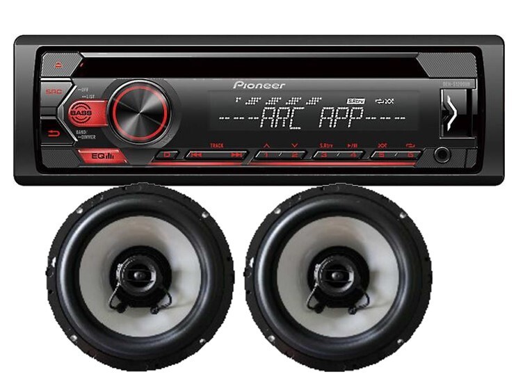 Pioneer DEH-S1200UB CD Receiver Pioneer ARC App + 1 Pair Hertz 6.5 Inch Speakers