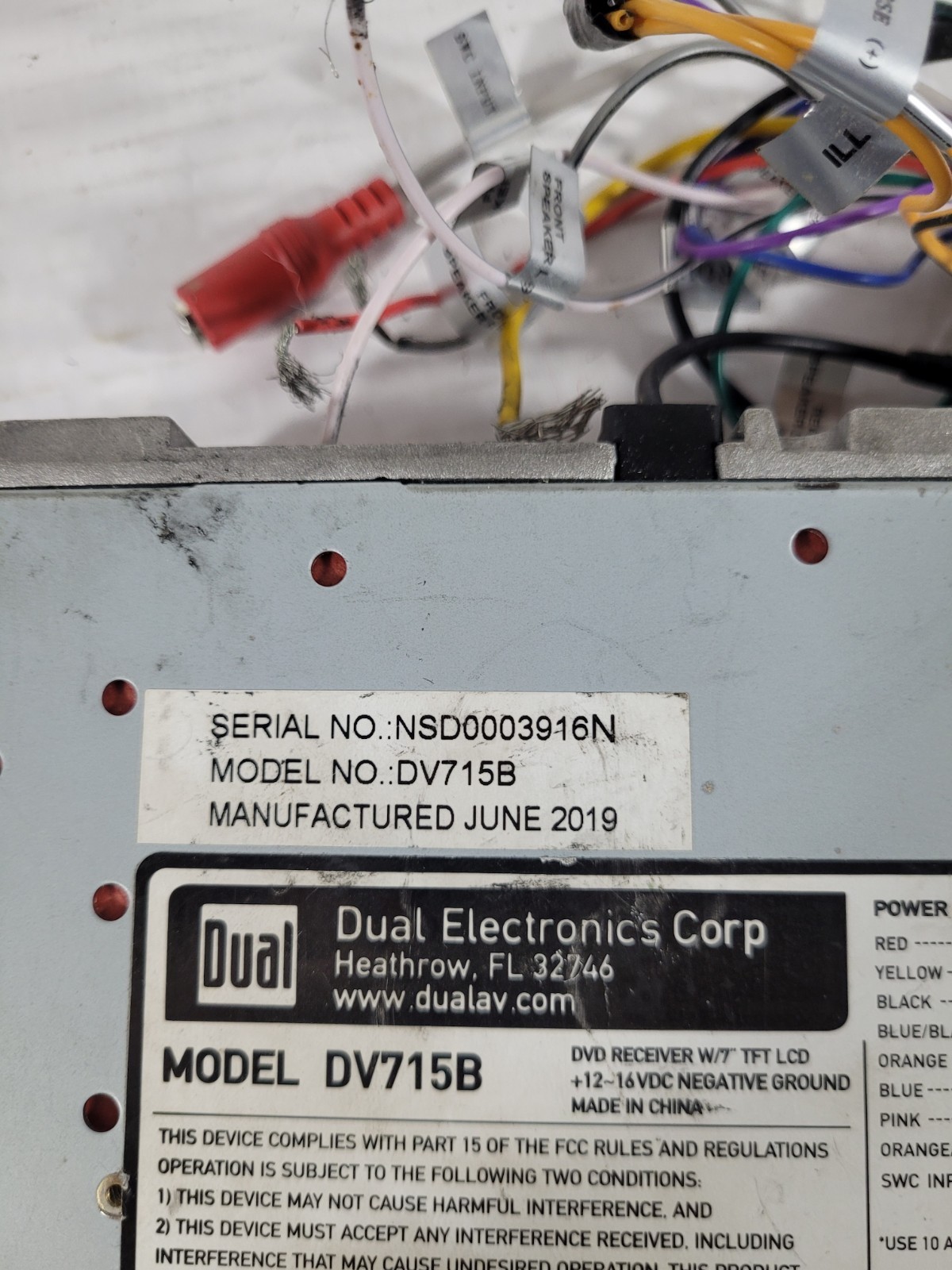 Dual In Dash Receiver Only No Screen DV715B Works Ships Free